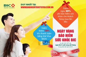 BIC ưu đãi tới 30% phí bảo hiểm sức khỏe cho khách hàng mua trực tuyến