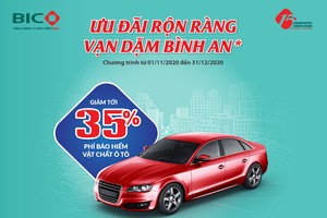 Khách hàng mua bảo hiểm vật chất ô tô tại BIC sẽ được giảm tới 35% phí bảo hiểm