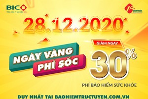 BIC giảm 30% phí bảo hiểm sức khỏe trong ngày 28/12/2020