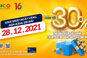 Mừng sinh nhật BIC giảm ngay 30% phí bảo hiểm sức khỏe cho khách hàng