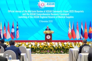 Thủ tướng Nguyễn Xuân Phúc công bố Đánh giá giữa kỳ triển khai các Kế hoạch Tổng thể Tầm nhìn Cộng đồng ASEAN 2025 và Kế hoạch Tổng thể Kết nối ASEAN 2025, Khung phục hồi Tổng thể ASEAN và thành lập Kho dự phòng vật tư y tế khẩn cấp ASEAN