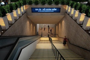 Phối cảnh ga ngầm C9, Dự án metro số 2 Hà Nội.