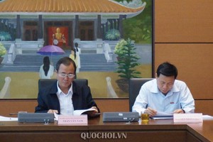 Ông Trần Văn Nam (trái) tại một phiên họp tổ của Quốc hội.