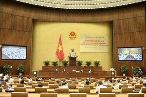 Hội nghị trực tuyến toàn quốc tổng kết công tác bầu cử đại biểu Quốc hội và hội đồng nhân dân các cấp nhiệm kỳ 2021 - 2026, đầu cầu Nhà Quốc hội.