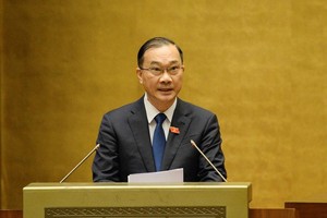 Chủ nhiệm Ủy ban Kinh tế Vũ Hồng Thanh trình bày báo cáo thẩm tra (Ảnh Quochoi.vn)