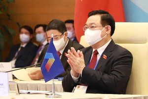 Chủ tịch Quốc hội Vương Đình Huệ làm Trưởng đoàn tham dự AIPA 42 tại điểm cầu Hà Nội, đặt tại Trung tâm Hội nghị quốc tế (Ảnh Duy Linh).