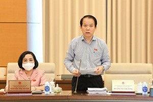 Chủ nhiệm Uỷ ban Pháp luật Hoàng Thanh Tùng trình bày báo cáo thẩm tra.