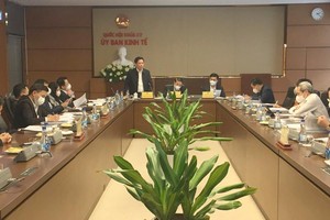 Bộ trưởng Bộ Giao thông Vận tải Nguyễn Văn Thể phát biểu tại phiên họp.