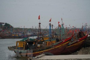 Tàu cá nằm bờ do giá xăng dầu và chi phí vật tư đầu vào tăng mạnh. (Ảnh: Bích Huệ/TTXVN)