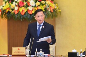 Phó chủ tịch Quốc hội Nguyễn Khắc Định phát biểu tại phiên họp.