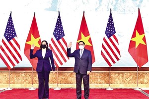 Thủ tướng Chính phủ Phạm Minh Chính tiếp Phó tổng thống Hoa Kỳ Kamala Harris trong chuyến thăm Việt Nam vào tháng 8/2021. Ảnh: Đoàn Bắc