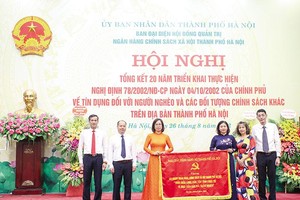 Nhân dịp tổng kết 20 năm, thay mặt Ban Chấp hành Đảng bộ TP. Hà Nội, Phó bí thư thường trực Thành ủy Nguyễn Thj Tuyến tặng bức trướng cho tập thể Chi nhánh Ngân hàng Chính sách xã hội TP. Hà Nội với nội dung “Thấu hiểu lòng dân, tận tâm phục vụ, vì mục tiêu xóa đói, giảm nghèo”
