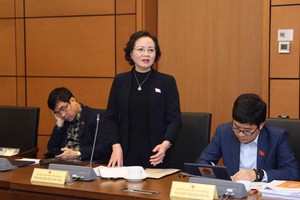 Bộ trưởng Bộ Nội vụ Phạm Thị Thanh Trà phát biểu tại tổ.