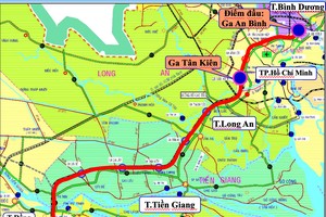 Hướng tuyến dự án đường sắt TP.HCM - Cần Thơ