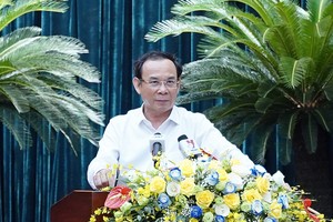 Bí thư Thành ủy TP.HCM Nguyễn Văn Nên phát biểu tại Hội nghị. Ảnh: Thuận Văn.