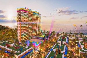 Tòa tháp Ibiza Party Resort mang không khí tiệc tùng sôi động đến du khách.