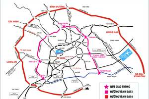 Sơ đồ hướng tuyến đường Vành đai 4, TP.HCM