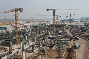 Một góc công trường nhà ga T3 sân bay Tân Sơn Nhất. Ảnh: Lê Quân