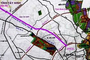 Sơ đồ hướng tuyến đường cao tốc TP.HCM - Mộc Bài.