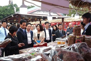 Lãnh đạo các đơn vị tham quan Hội chợ.