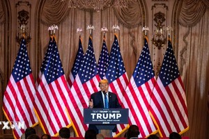 Cựu Tổng thống Mỹ Donald Trump tại sự kiện bầu cử "Siêu thứ Ba" ở bang Florida ngày 5/3. (Ảnh: AFP/TTXVN)