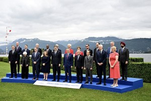 Các Bộ trưởng Tài chính và Thống đốc Ngân hàng Trung ương tại cuộc họp Bộ trưởng Tài chính G7 ở Stresa, Italia vào ngày 24/5/2024. Ảnh: AFP