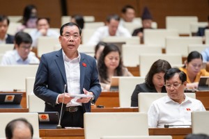 Đại biểu Nguyễn Quang Huân, đoàn đại biểu Quốc hội tỉnh Bình Dương phát biểu tại Hội trường sáng 25/5