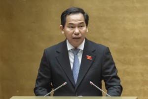 Chủ nhiệm Uỷ ban Tài chính – Ngân sách Lê Quang Mạnh trình bày báo cáo thẩm tra.