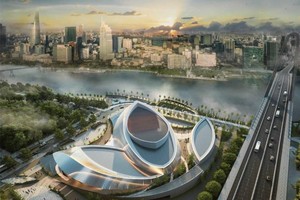 Phối cảnh ban đầu của Dự án nhà hát giao hưởng, nhạc và vũ kịch ở khu đô thị mới Thủ Thiêm.