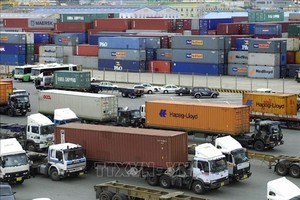 Cảng hàng hóa Busan, Hàn Quốc. Ảnh: AFP/TTXVN