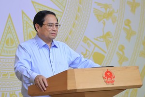 Thủ tướng Phạm Minh Chính chủ trì Hội nghị của Thường trực Chính phủ làm việc với các doanh nghiệp lớn về giải pháp góp phần phát triển kinh tế - xã hội đất nước. Ảnh: Nhật Bắc