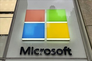 Biểu tượng Microsoft tại New York, Mỹ. Ảnh: Kyodo/TTXVN