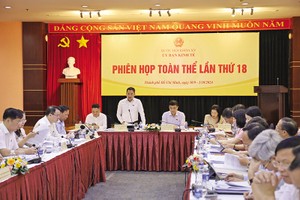 Ông Nguyễn Đình Việt (đứng), Phó chủ nhiệm Ủy ban Kinh tế của Quốc hội điều hành phiên thảo luận đánh giá kết quả thực hiện Kế hoạch Phát triển kinh tế - xã hội năm 2024