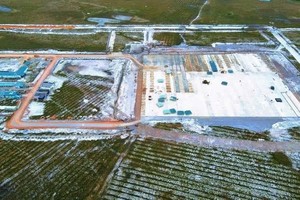 Toàn cảnh hiện trường thi công dự án Cảng hàng không Quảng Trị.