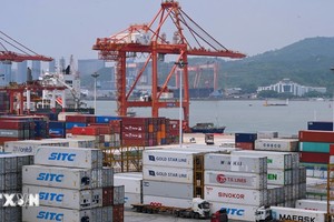 Quang cảnh cảng hàng hóa tại tỉnh Phúc Kiến, Trung Quốc. (Ảnh: THX/TTXVN)