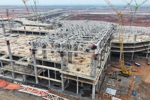 Thi công nhà ga hàng khách Cảng hàng không quốc tế Long Thành.