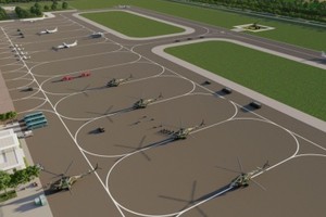 Minh họa phối cảnh bãi đỗ và đường băng sân bay Gia Bình. Ảnh: Sun Group.