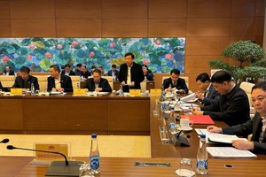 Thứ trưởng Bộ Giao thông vận tải Nguyễn Danh Huy báo cáo tại phiên họp.