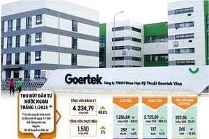 Đã có hơn 4,33 tỷ USD vốn đầu tư nước ngoài đăng ký vào Việt Nam trong tháng 1/2025, tăng 48,6% so với cùng kỳ năm trước. Đây cũng là con số khá lớn nếu tính theo tháng. Ảnh: Goertek. Đồ hoạ: Đan Nguyễn