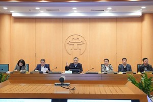 Tập thể lãnh đạo UBND TP. Hà Nội tại phiên họp trực tuyến thường kỳ tháng 2/2025.