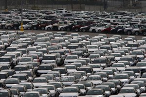 Ô tô nhập khẩu tại cảng Long Beach, California, Mỹ. Ảnh: Getty Images/TTXVN