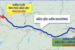 Sơ đồ hướng tuyến cao tốc Bảo Lộc - Liên Khương.