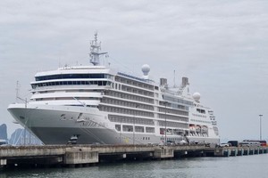 Tàu Silver Dawn đưa du khách cập bến Cảng tàu khách quốc tế Hạ Long. Ảnh. VP Đông Bắc