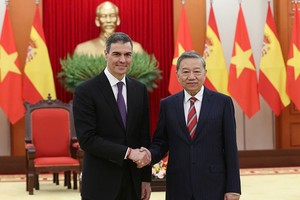 Tổng Bí thư Tô Lâm đã tiếp Thủ tướng Vương quốc Tây Ban Nha Pedro Sánchez. Ảnh: Đức Thanh