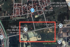 Khu vực khoanh đỏ dự kiến triển khai dự án Cụm công nghiệp Mai Đình, huyện Sóc Sơn. 