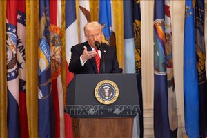 Tổng thống Mỹ Donald Trump phát biểu tại Nhà Trắng, Washington, D.C. Ảnh: THX/TTXVN