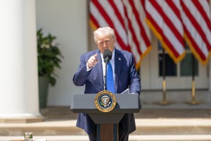 Tổng thống Mỹ Donald Trump phát biểu tại Nhà Trắng, Washington, D.C. Ảnh: THX/TTXVN