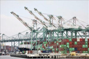 Quang cảnh cảng hàng hóa Los Angeles, California, Mỹ. Ảnh: THX/TTXVN