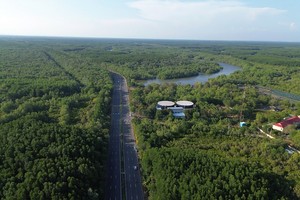Dự kiến tuyến metro đến Cần Giờ sẽ đi dọc tuyến đường Rừng Sác hiện nay. Ảnh: Lê Anh.