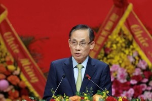 Đồng chí Lê Hoài Trung Bí thư Trung ương Đảng, Bí thư Đảng ủy, quyền Bộ trưởng Bộ Ngoại giao tham luận tại Đại hội.